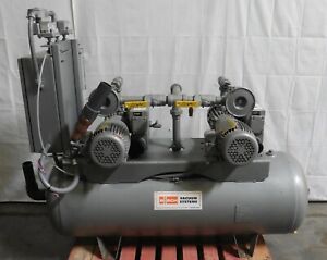 G176092 Busch Vacuum D-7027 System w/Two RC0040.E506.1004 Pumps, 80 Gallon Tank