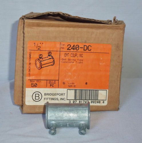 Lot of 30 bridgeport emt coupling 1/2&#034; 240-dc screw type concrete tight metal b for sale