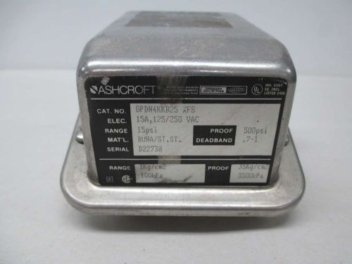 New ashcroft gpdn4kkb25 pressure switch 125/250v-ac 15a amp d356607 for sale