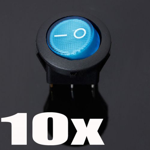 10x 12V 16A CAR BOAT TRUCK LED DOT LIGHT ROCKER ON-OFF TOGGLE SPST SWITCHS BLUE