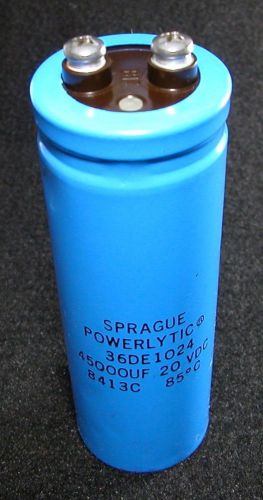 New sprague powerlytic 36de1024 electrolytic capacitor 45000mfd 20v vdc 45000uf for sale