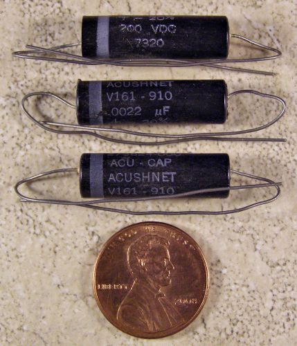 3 Acu-Cap Acushnet V161 .0022uf 200VDC Capacitors NOS