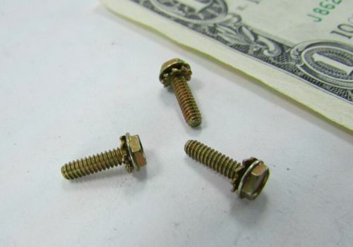 Lot 100 hex head #4-40 x 7/16&#034; chromate machine screws, captive star lock washer for sale