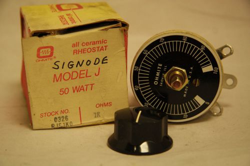 Ohmite rjs1k0 all ceramic rheostat 1000 ohm 50 watt 0.224 amp new in box for sale