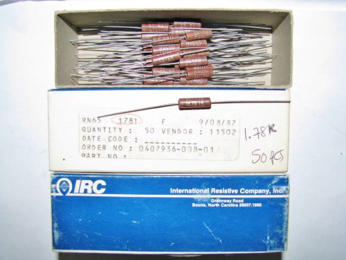 50 NOS IRC 1.78K 1% RN65 METAL FILM RESISTORS TUBE AMPLIFIER TRANSISTOR PARTS