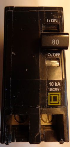 Square D Schneider Electric QOB 2-pole 80amp 10K IR  BOLT-on circuit breaker