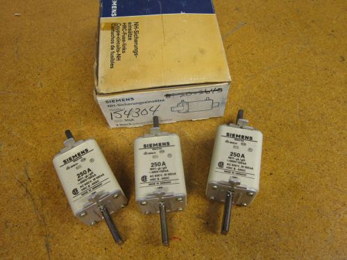 Siemens 3NA3 144 Fuse Link 250A NH1 gL-gG 500V 120kA AC600V IR 100kA NEW (3)