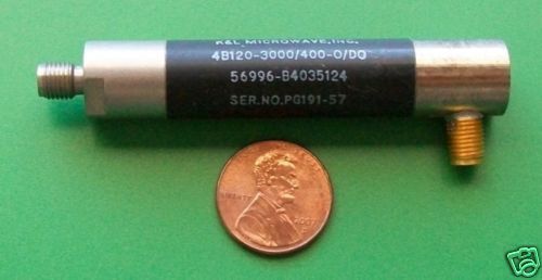 RF microwave bandpass filter, 2999 MHz CF, 401 MHz BW, power 18 Watt CW, data