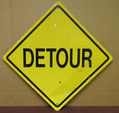 Vintage/Used &#034;Detour&#034; Sign Street Traffic Aluminum Diamond ~ 24in x 24in