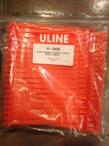 NIP: ULINE H-5430 PLASTIC TRUCK SEALS - ORANGE, 100/PACKAGE, NUMBERED, FREE SHIP