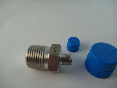 Swagelok  1/2&#034; male npt x 1/8&#034; male npt nipple 316 stainless  SS-8-HRN-2