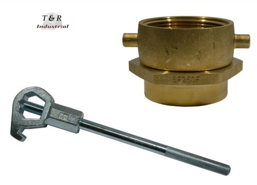 BRASS SWIVEL ADAPTER COMBO 2-1/2&#034; NST(F) x 2-1/2&#034; NPT(F) w/HD Hydrant Wrench