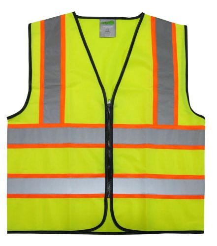 GripGlo Safety Vest Super Visibility Zipper Closure ANSI 107-2010 Class 2 - M