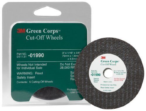 3m 01990 3&#034; x 1/16&#034; x 3/8&#034; 3m green corps cut-off wheels - 5 pack for sale