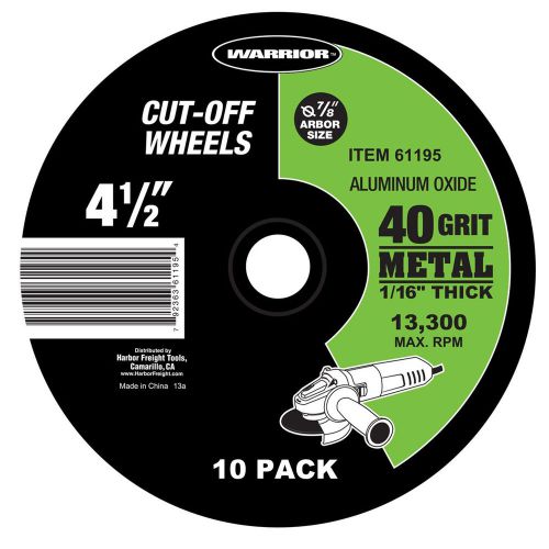 4-1/2 in. 40 grit metal cut-off wheel 10 pieces 13,300 rpm maximum 7/8 in. arbor for sale