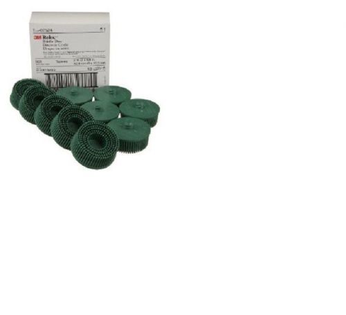 NEW GENUINE BOX OF 10 3M 07524 2&#034; GREEN BRISTLE DISCS ROLOCS 50X