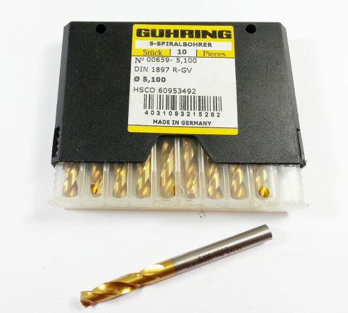 (Lot of 10) 5.1mm Guhring 659 Series 3xD TIN Coated HSCO Drill (M323)