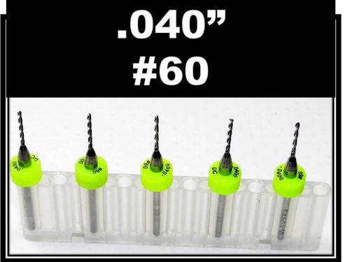 .040&#034; - #60 - 1/8&#034; shank  carbide drill bits  five pcs  cnc dremel hobby jewelry for sale