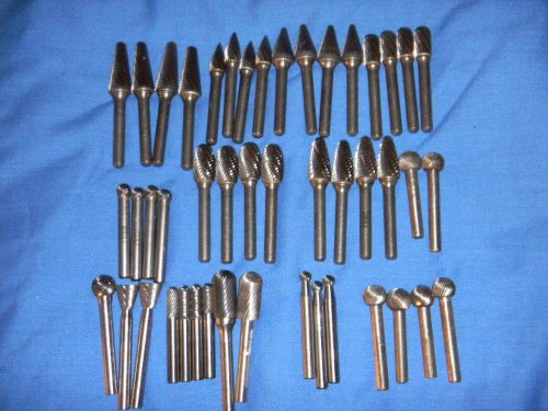 46 EACH ASSORTED 1/4&#034; CARBIDE BURR ROTARY FILES