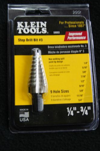 KLEIN TOOLS STEP DRILL BIT #3 - 59003 - NEW!!