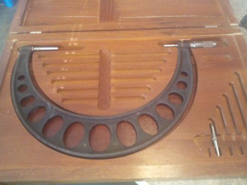 Brown and Sharpe Micrometer  In Original Wooden Box Vintage