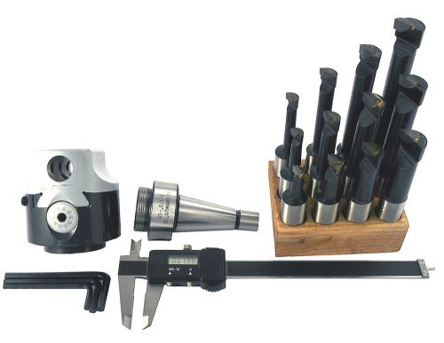 Boring Head 2.0&#034;30# shank, 9 PCS 1/2-C6 Boring Bar 6.0&#034;Digital solar Caliper Kit