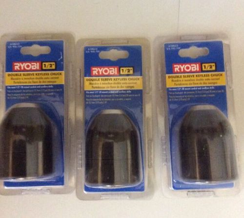 3 RYOBI 1/2&#034; Double Sleeve Keyless Chucks