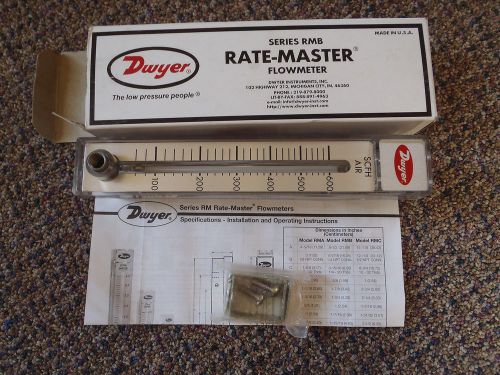 DWYER RATE-MASTER FLOWMETER RMB-57-SSV  MAX. PRESS. 100 PSI  SCFH AIR  T36Q