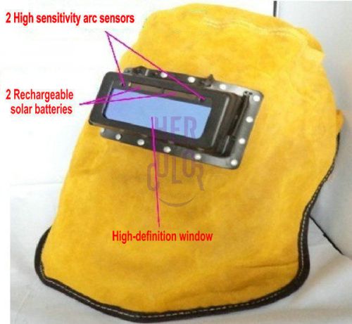 Leather Auto Darkening Filter Lens Welding Helmet Head Neck Seal Hood