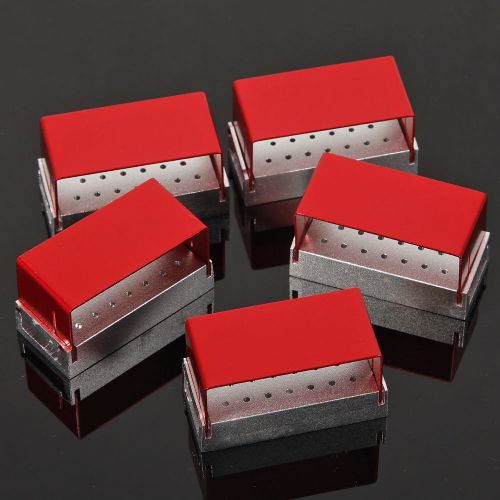 5* Hot Dental Burs Holder Disinfection Box Block Aluminium 20 Holes Autoclave US