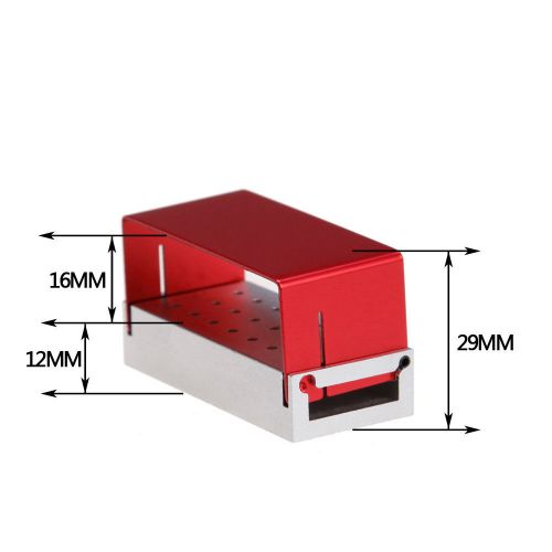 ALUMINIUM Dental Bur Burs Holder Block Disinfection Box Autoclave 20 Holes RED