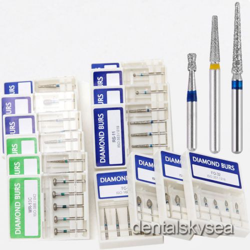 50Pcs Dental Diamond Burs Drill FG 1.6M 157 types For High Speed Handpiece