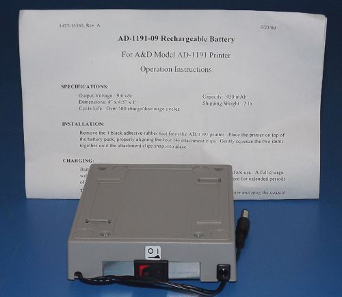 NEW A&amp;D Weighing Scale Rechargeable Battery Pack For AD-1191 Printer / Avail QTY