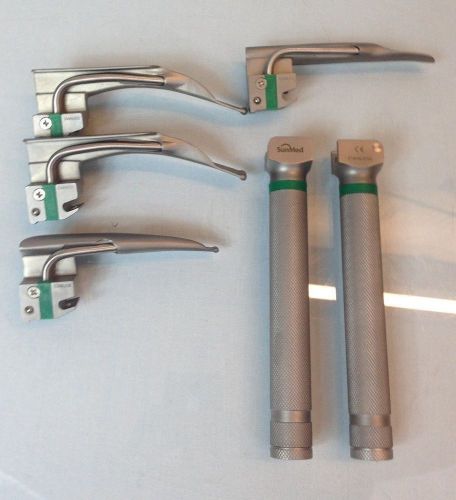 Sunmed laryngoscope set green line macintosh miller child adult blades 0 1 2 lot for sale