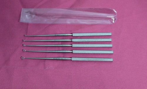 OR Grade Set Of 5 Buck Ear Curettes Blunt Curved Ent Surgical Instruments