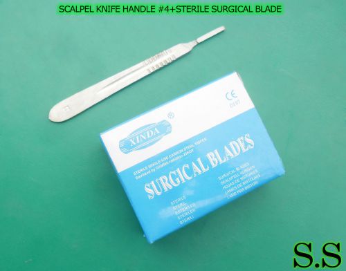 1 SCALPEL KNIFE HANDLE # 4+100 Pcs STERILE SURGICAL BLADE #20 #21 #22 #23 #24