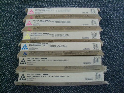 Lot of 6 Ricoh Savin Lanier toner cartridges - Black, Cyan, Magenta, Yellow