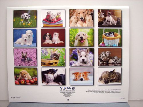 VFW 16-month WALL CALENDAR 2014-2015 pups puppy dogs puppies kittens kitty cats