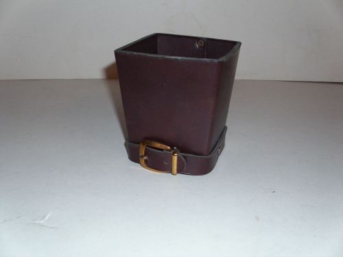 BROWN LEATHER SQUARE PENS/PENCIL HOLDER /DESK ORGANIZER