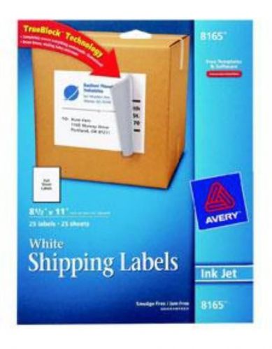 Avery Label Ink Jet White 25 Sheet Full Sheet 25 Count