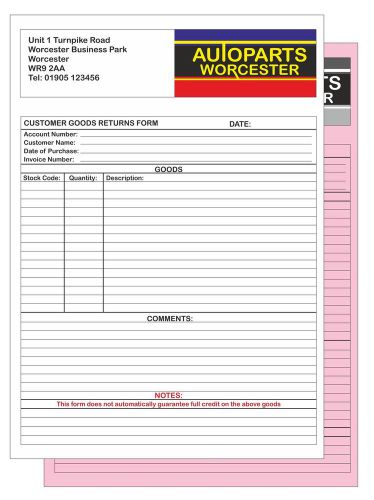 2 PART PERSONALISED  NCR PADS / SETS / PRINTED IN COLOUR FOR INVOICES ETC