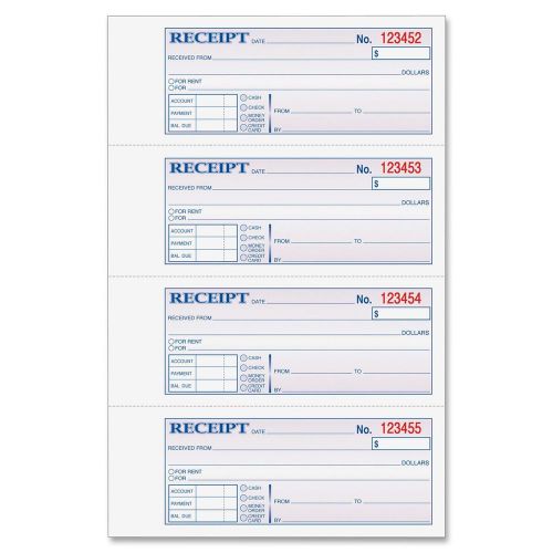 Adams Money and Rent Receipt Book, 7.63 x 11 Inch, Tape Bound, 3-Part,