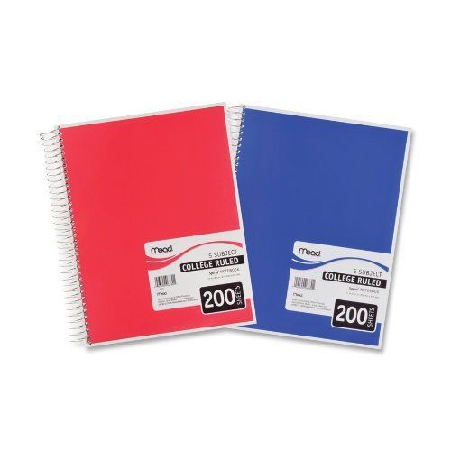 Mead 5-subject college ruled wirebound notebook - 200 sheet - college (mea06780) for sale