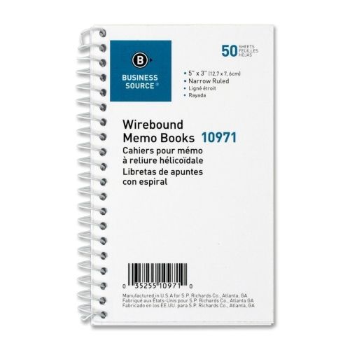 Business Source Ruled Memo Book - 50 Sheet - 5&#034;x3&#034; - 12 /PK - BSN10971