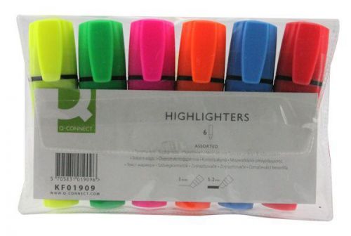 Pack of 6 Quality Highlighter Pens - Markers School Revision Office High Lighter