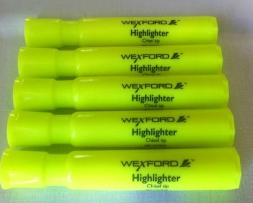 5 highlighters pen school supplies art neon yellow chisel new gift household for sale