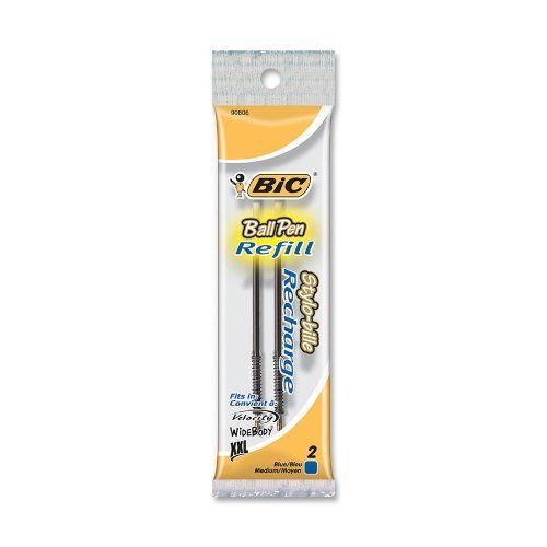 Bic Clear Clic Wide Body/velocity Pen Refills - Medium Point - Blue - (mrc21be)