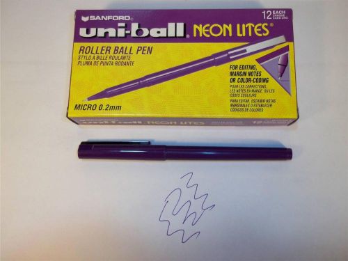 NEW BOX 1 DOZEN SANFORD UNI-BALL MICRO .2MM PEN PURPLE COLOR  ROLLERBALL  SHARP