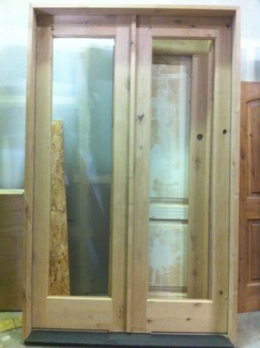 Knotty Alder Full Glass Exterior Double Doors Krosswood 400 Series Patio Doors