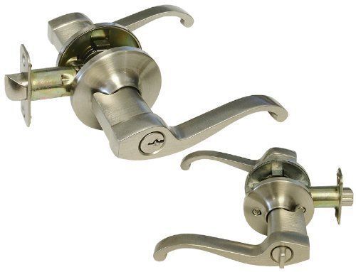 3 pack satin nickel entry entrance lock door lever handle knob kwikset keyway ke for sale